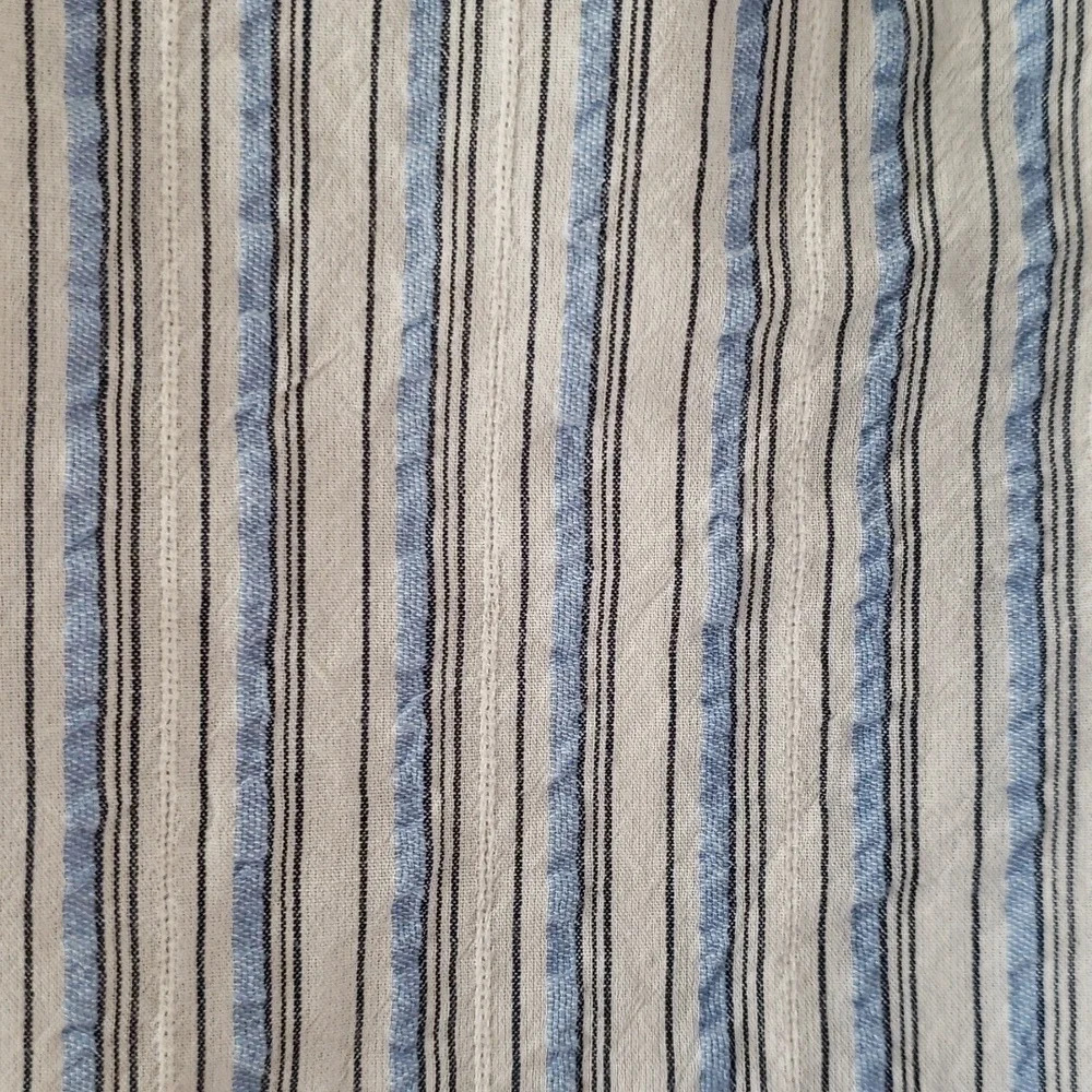 Loft Blouse Blue White Stripes Women  Long Sleeve Cottage Prairie Minimalist Lg - Picture 5 of 13